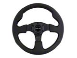 NRG Innovations Racing Steering Wheel; Black Leather with Black Stitching (Universal; Some Adaptation May Be Required)