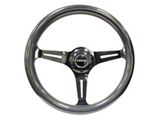NRG Innovations Classic Wood Grain 350mm Steering Wheel; Black and Chameleon (Universal; Some Adaptation May Be Required)