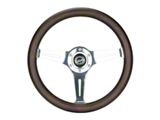 NRG Innovations Classic Wood Grain 350mm Steering Wheel; Chrome and Oak (Universal; Some Adaptation May Be Required)