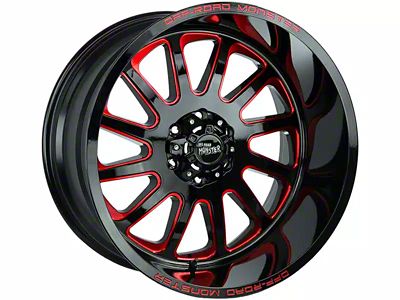 Off-Road Monster M17 Gloss Black Candy Red Milled 6-Lug Wheel; 20x10; -19mm Offset (24-25 Tacoma)