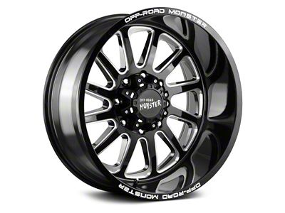 Off Road Monster M17 Gloss Black Milled 6-Lug Wheel; 22x12; -44mm Offset (21-25 Bronco, Excluding Raptor)