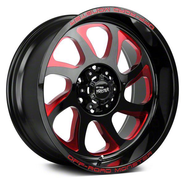 Off-Road Monster Bronco M22 Gloss Black Candy Red Milled 6-Lug Wheel ...
