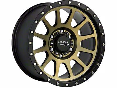 Off-Road Monster M10 Flat Black Machined Bronze Wheel; 17x9; 0mm Offset (20-25 Jeep Gladiator JT)