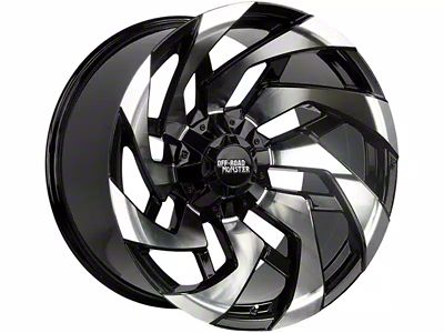 Off-Road Monster M24 Gloss Black Machined Wheel; 20x10; -19mm Offset (20-25 Jeep Gladiator JT)