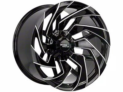 Off-Road Monster M24 Gloss Black Milled Wheel; 20x10; -19mm Offset (20-25 Jeep Gladiator JT)