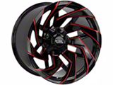 Off-Road Monster M24 Gloss Black Candy Red Milled Wheel; 20x10; -19mm Offset (22-25 Jeep Grand Cherokee WL)