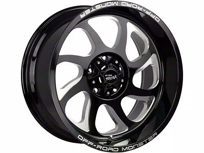Off-Road Monster M22 Gloss Black Milled Wheel; 20x10; -19mm Offset (07-18 Jeep Wrangler JK)