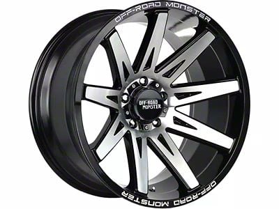 Off-Road Monster M25 Gloss Black Machined Wheel; 20x10; -19mm Offset (07-18 Jeep Wrangler JK)