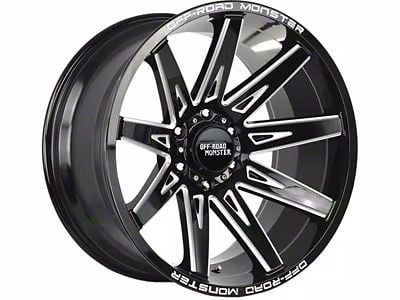 Off-Road Monster M25 Gloss Black Milled Wheel; 20x10; -19mm Offset (07-18 Jeep Wrangler JK)
