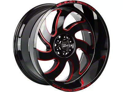 Off-Road Monster M07 Gloss Black Candy Red Milled Wheel; 20x10; -19mm Offset (18-25 Jeep Wrangler JL)