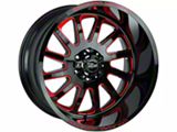 Off-Road Monster M17 Gloss Black Candy Red Milled Wheel; 17x9; 0mm Offset (18-25 Jeep Wrangler JL)