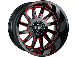 Off-Road Monster M17 Gloss Black Candy Red Milled Wheel; 17x9; 0mm Offset (18-25 Jeep Wrangler JL)