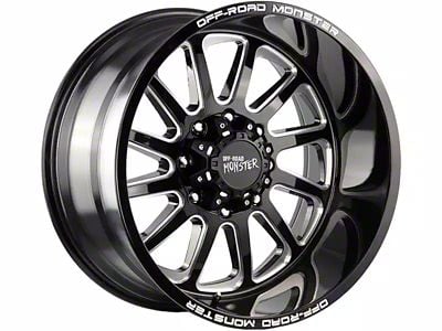 Off-Road Monster M17 Gloss Black Milled Wheel; 20x10; -19mm Offset (18-25 Jeep Wrangler JL)