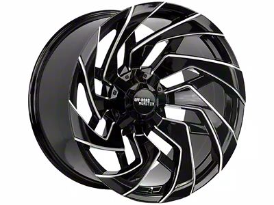 Off-Road Monster M24 Gloss Black Milled Wheel; 20x10; -19mm Offset (18-25 Jeep Wrangler JL)