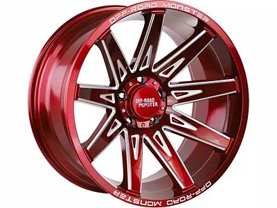 Off-Road Monster M25 Candy Red Milled Wheel; 20x10; -19mm Offset (18-25 Jeep Wrangler JL)