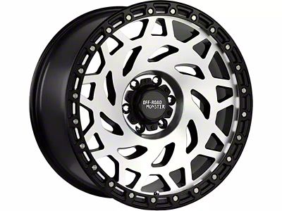Off-Road Monster M50 Gloss Black Machined with Black Ring Wheel; 17x9; 0mm Offset (18-25 Jeep Wrangler JL)