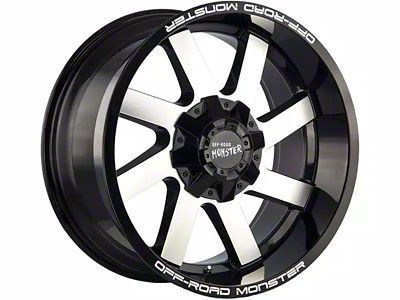 Off-Road Monster M80 Gloss Black Machined Wheel; 20x10; -19mm Offset (18-25 Jeep Wrangler JL)