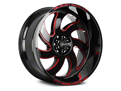 Off Road Monster M07 Gloss Black Candy Red Milled 6-Lug Wheel; 22x12; -44mm Offset (22-25 Tundra)