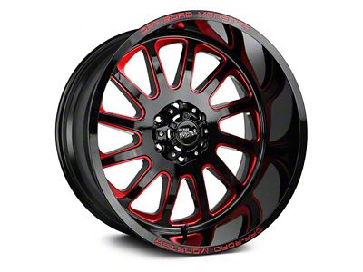 Off Road Monster M17 Gloss Black Candy Red Milled 6-Lug Wheel; 22x12; -44mm Offset (22-25 Tundra)