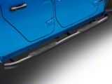 Jeep Licensed by RedRock 3-Inch Round Side Step Bars with Jeep Logo; Textured Black (20-25 Jeep Gladiator JT)