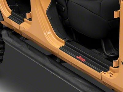 Jeep Licensed by RedRock Carbon Fiber Door Sill Decal; Red (20-25 Jeep Gladiator JT)