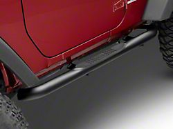 Jeep Licensed by RedRock 3-Inch Round Curved Side Step Bars with Jeep Logo (07-18 Jeep Wrangler JK 2-Door)