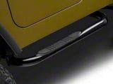 Jeep Licensed by RedRock 3-Inch Round Side Step Bars with Jeep Logo; Semi-Gloss Black (87-06 Jeep Wrangler YJ & TJ, Excluding Unlimited)
