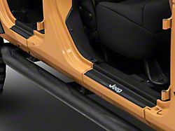 Jeep Licensed by RedRock Carbon Fiber Door Sill Decal; Metallic (07-18 Jeep Wrangler JK)