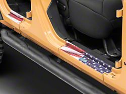 Jeep Licensed by RedRock Carbon Fiber Door Sill Decal; Real Flag (07-18 Jeep Wrangler JK)