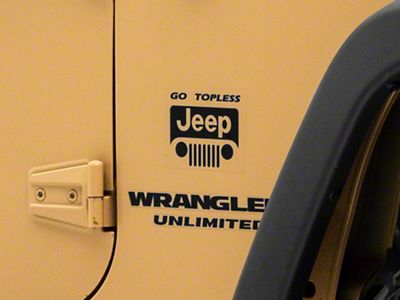 Jeep Licensed by RedRock Go Topless Jeep Decal; Gloss Black (87-18 Jeep Wrangler YJ, TJ & JK)