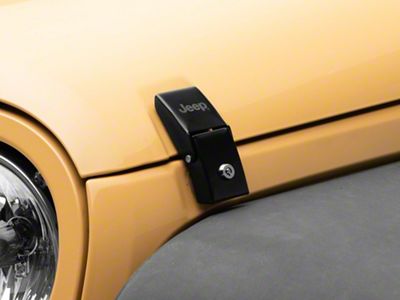 Jeep Licensed by RedRock Hood Lock Kit with Jeep Logo (07-18 Jeep Wrangler JK)