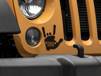 Jeep Licensed by RedRock Jeep Metal Grille Decal; Gloss Black (87-18 Wrangler YJ, TJ & JK)