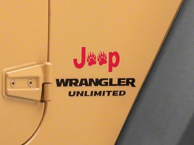 Jeep Licensed by RedRock Jeep Paw Side Logo; Red (87-18 Jeep Wrangler YJ, TJ & JK)