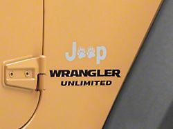 Jeep Licensed by RedRock Jeep Paw Side Logo; Silver (87-18 Jeep Wrangler YJ, TJ & JK)