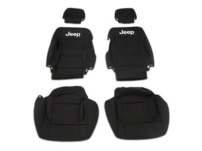 Jeep Licensed by TruShield Neoprene Front and Rear Seat Covers; Black (07-10 Jeep Wrangler JK 2-Door)