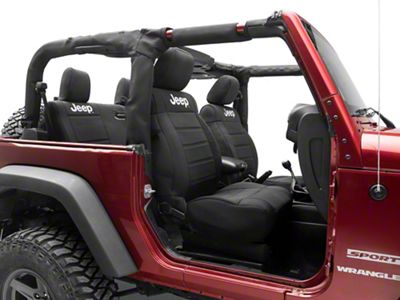 Jeep Licensed by TruShield Neoprene Front and Rear Seat Covers; Black (11-12 Jeep Wrangler JK 2-Door)