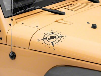 Jeep Licensed by RedRock Small Compass Decal with JK Logo; Matte Black (07-18 Jeep Wrangler JK)