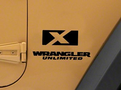 Jeep Licensed by RedRock X Logo with Wrangler Unlimited Decal; Gloss Black (87-18 Jeep Wrangler YJ, TJ & JK)