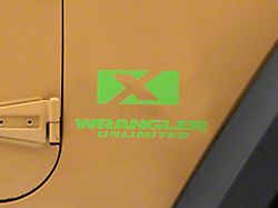 Jeep Licensed by RedRock X Logo with Wrangler Unlimited Decal; Lime Green (87-18 Jeep Wrangler YJ, TJ & JK)