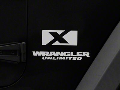 Jeep Licensed by RedRock X Logo with Wrangler Unlimited Decal; Silver (87-18 Jeep Wrangler YJ, TJ & JK)