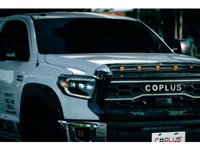 OLM Infinite Series Bi-Beam LED Headlights with White DRL; Black Housing; Clear Lens (14-21 Tundra)