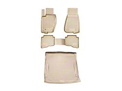 OMAC All Weather Molded 3D Front, Rear and Cargo Floor Liners; Beige (05-10 Jeep Grand Cherokee WK)