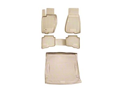 OMAC All Weather Molded 3D Front, Rear and Cargo Floor Liners; Beige (05-10 Jeep Grand Cherokee WK)