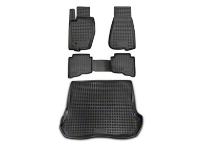 OMAC All Weather Molded 3D Front, Rear and Cargo Floor Liners; Black (05-10 Jeep Grand Cherokee WK)