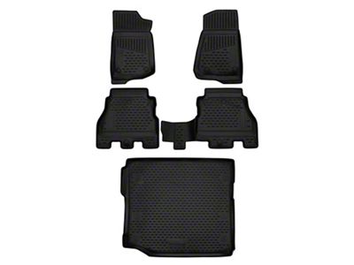 OMAC All Weather Molded 3D Front, Rear and Cargo Floor Liners; Black (18-25 Jeep Wrangler JL 4-Door)