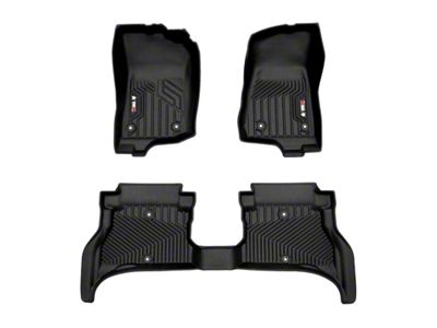 OMAC All Weather Molded Texan Front and Rear Floor Liners; Black (21-25 Jeep Wrangler JL 4xe)