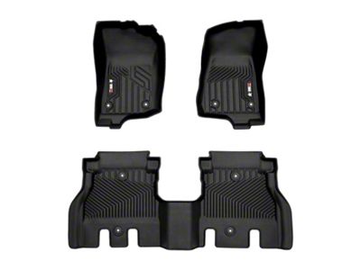 OMAC All Weather Molded Texan Front and Rear Floor Liners; Black (18-25 Jeep Wrangler JL 4-Door, Excluding 4xe)