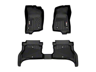 OMAC All Weather Molded Texan Front and Rear Floor Liners; Black (21-25 Jeep Wrangler JL 4xe)