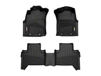 OMAC Premium 3D Front and Rear Floor Liners; Black (05-15 Tacoma Double Cab)