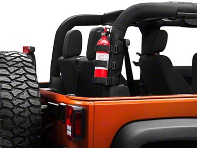 Rugged Ridge Sport Bar Fire Extinguisher Holder; Black (Universal; Some Adaptation May Be Required)